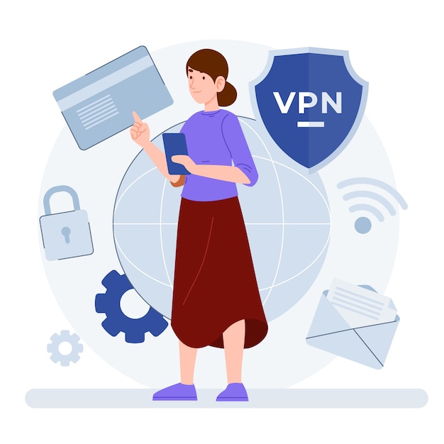 Illustrazione di vpn disegnata a mano