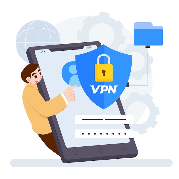 Illustrazione di vpn disegnata a mano