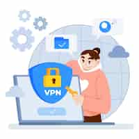 Бесплатное векторное изображение Нарисованная рукой иллюстрация vpn