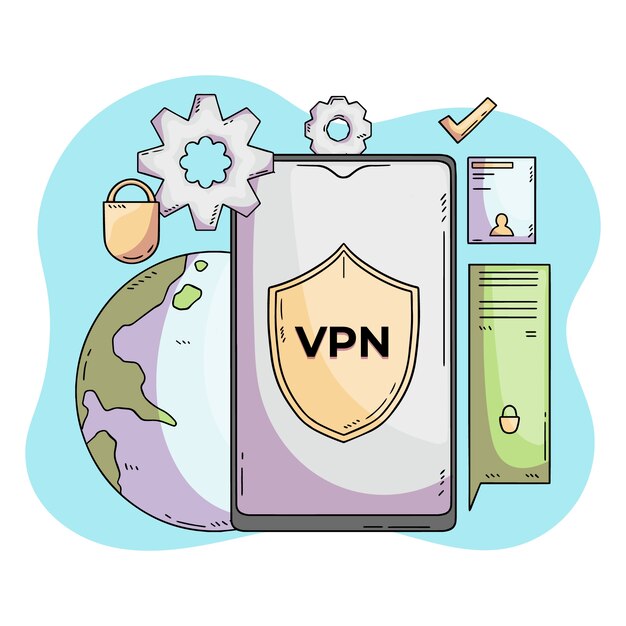 Нарисованная рукой иллюстрация vpn