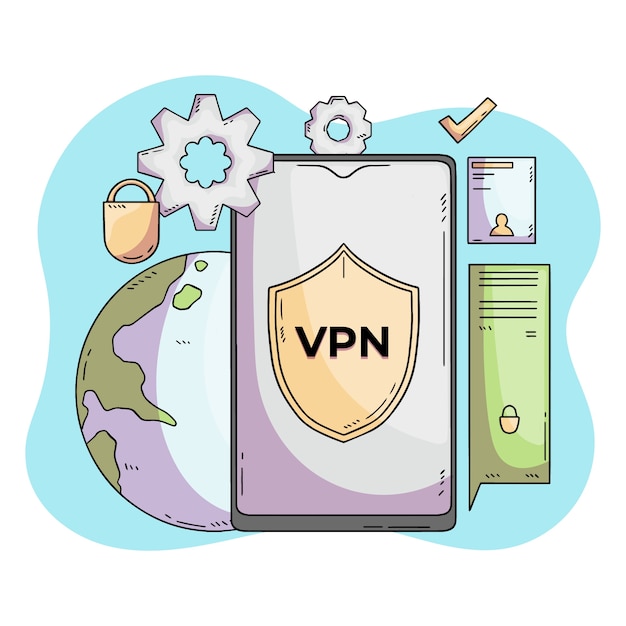 손으로 그린 VPN 그림