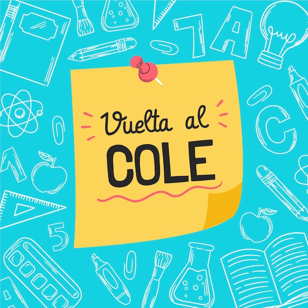 Sfondo di vuelta al cole disegnato a mano