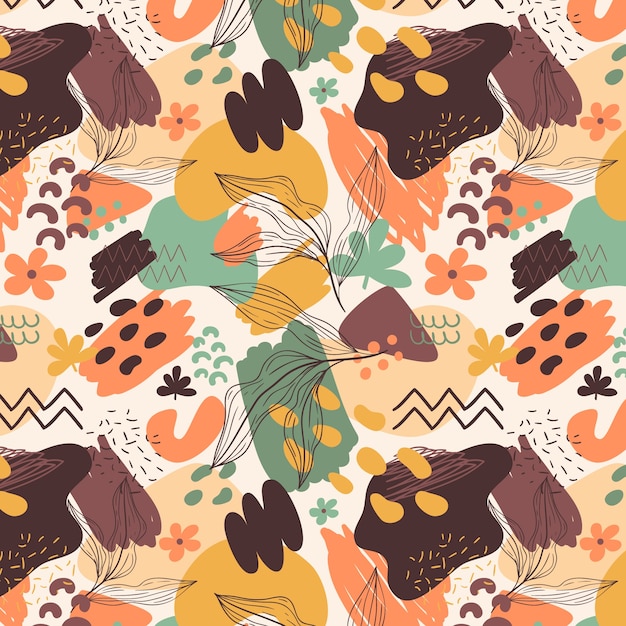 Hand drawn a/w colours pattern