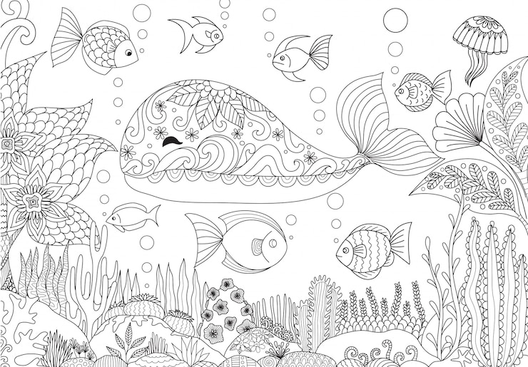 Free Vector hand drawn wale background