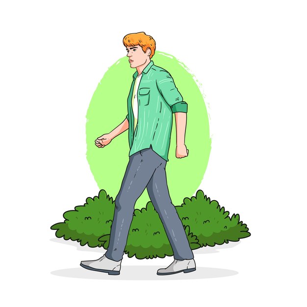 Hand drawn walking  cartoon illustration