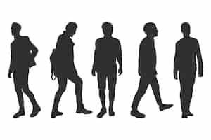 Free vector hand drawn walking silhouette set