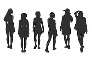 Free vector hand drawn walking silhouette set