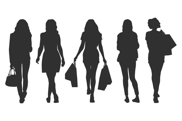 Free Vector hand drawn walking silhouette set