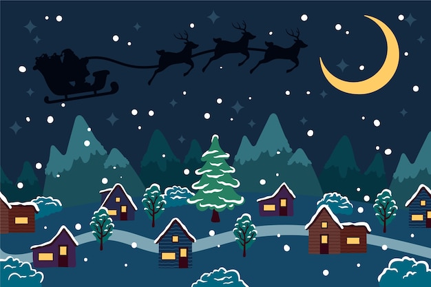 Free vector hand drawn wallpaper christmas town