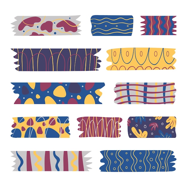 Free vector hand drawn washi tape collection