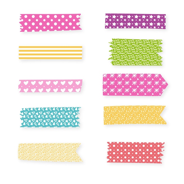 Free vector hand drawn washi tape collection