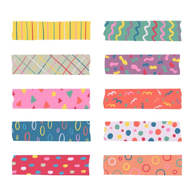 Vektorová grafika „Cute washi tape big set collection in