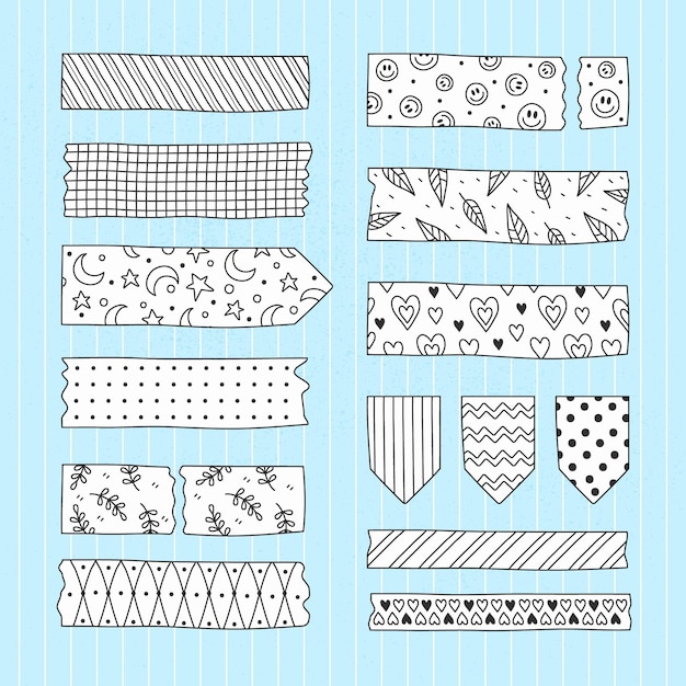 Free Vector  Hand drawn washi tape collection