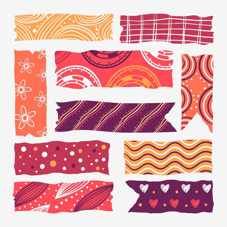 Free Vector hand drawn washi tape collection