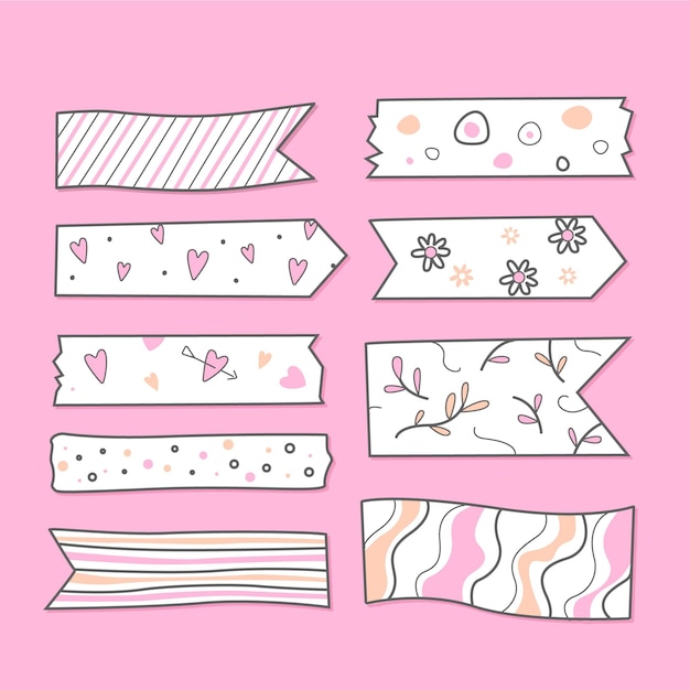 Free vector hand drawn washi tape collection