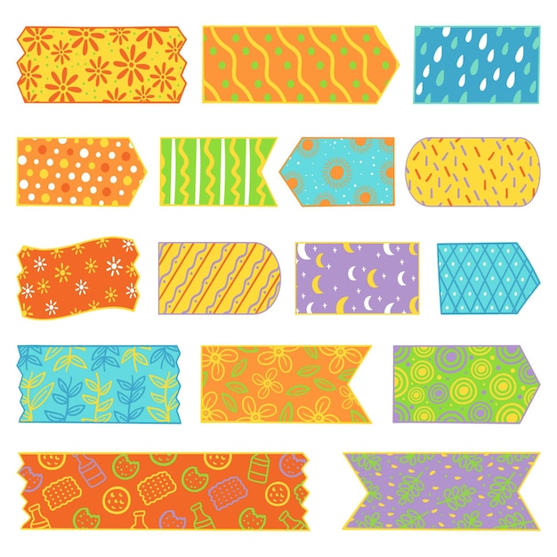 Free vector hand drawn washi tape collection