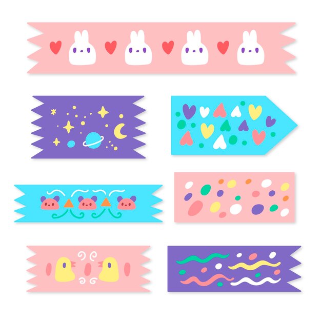 Hand-drawn washi tape collection