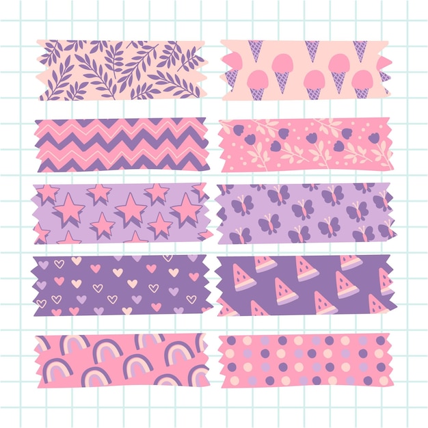 Hand-drawn washi tape set