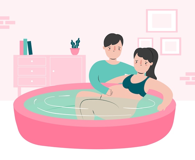 Free vector hand drawn water childbirth scene