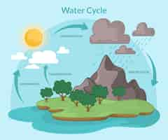 Free vector hand drawn water cycle