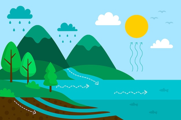 Free vector hand drawn water cycle