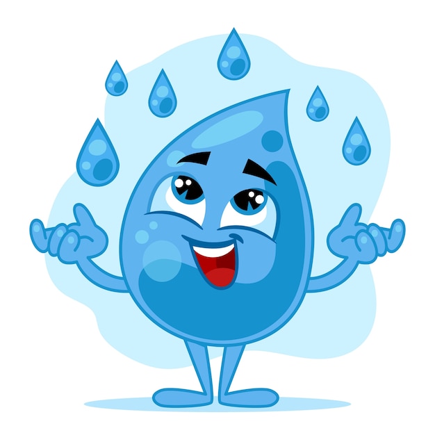 Hand drawn water drop cartoon illustration