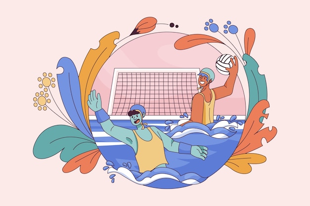 Hand drawn water polo illustration