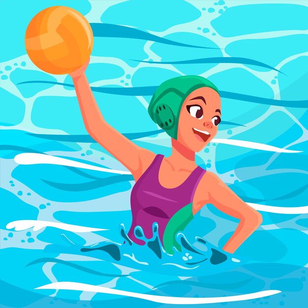 Hand drawn water polo illustration