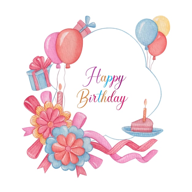 Free vector hand drawn watercolor birthday frame