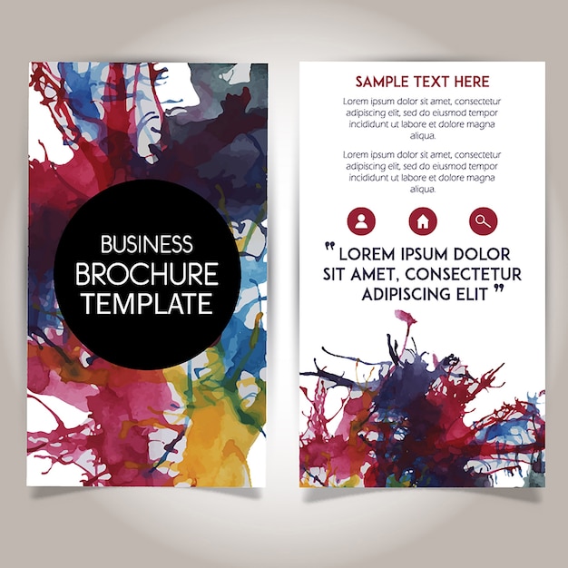 Hand drawn watercolor brochure template design