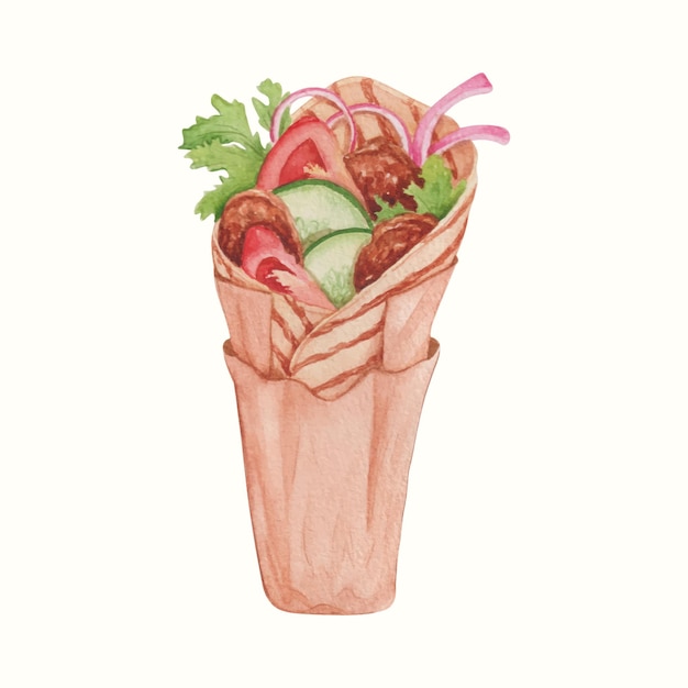 Free vector hand drawn watercolor burrito latinamerican food