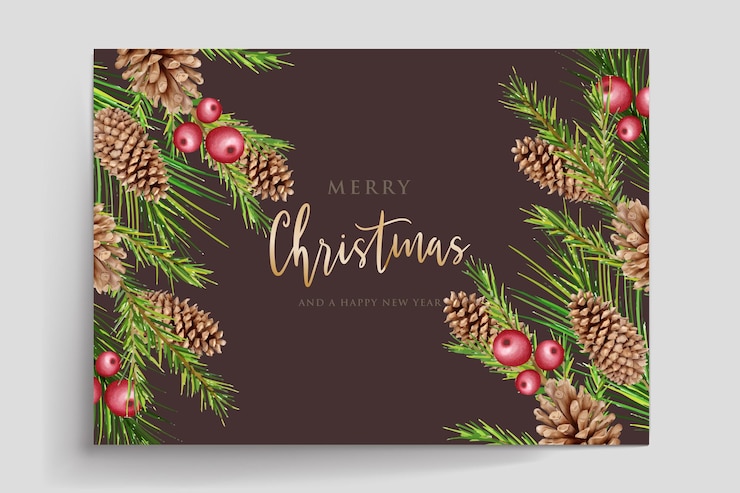 Free Vector hand drawn watercolor christmas card set