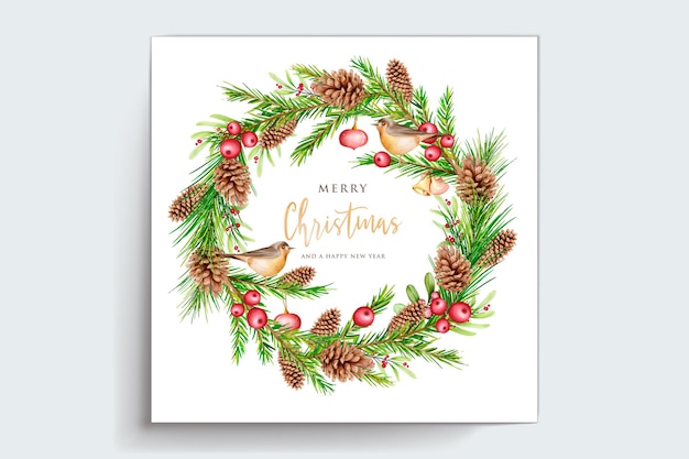 Hand drawn watercolor christmas card set