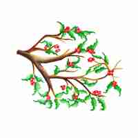 Free vector hand drawn watercolor christmas cherry & leafs