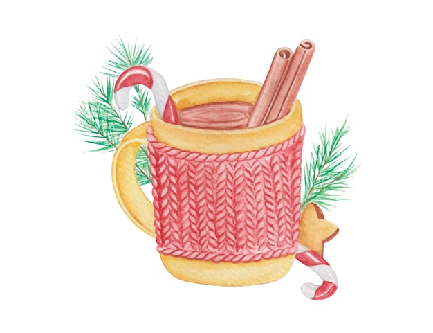 Free vector hand drawn watercolor christmas cup