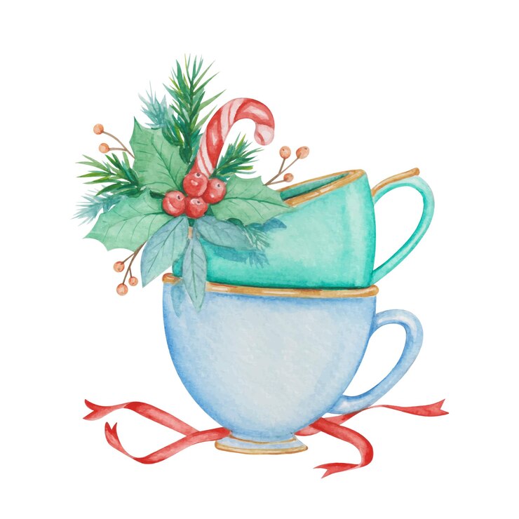Free Vector hand drawn watercolor christmas cups set