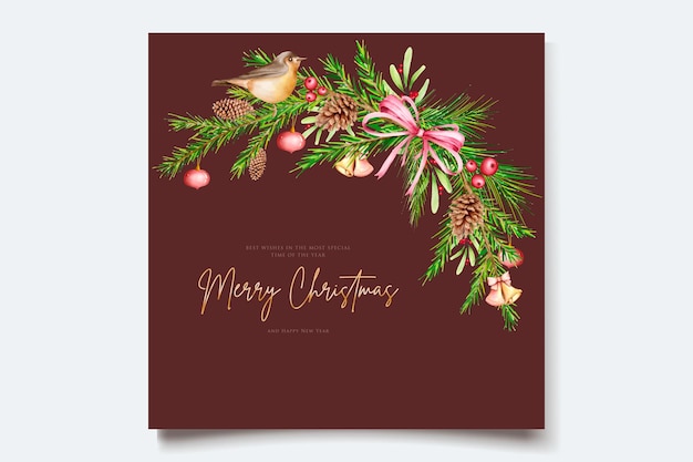 Free vector hand drawn watercolor christmas floral and leaves