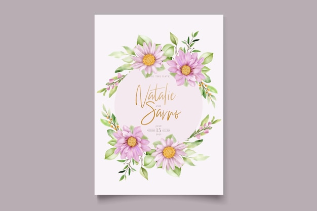 hand drawn watercolor daisy floral card set