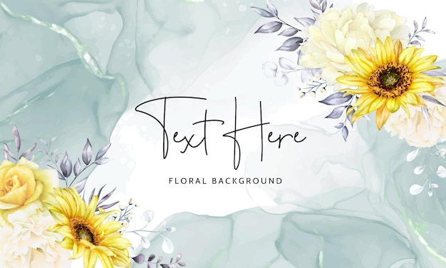 Hand drawn watercolor floral background template