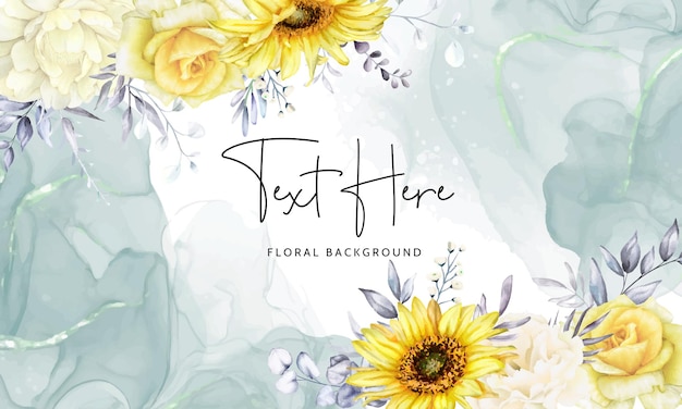 Hand drawn watercolor floral background template