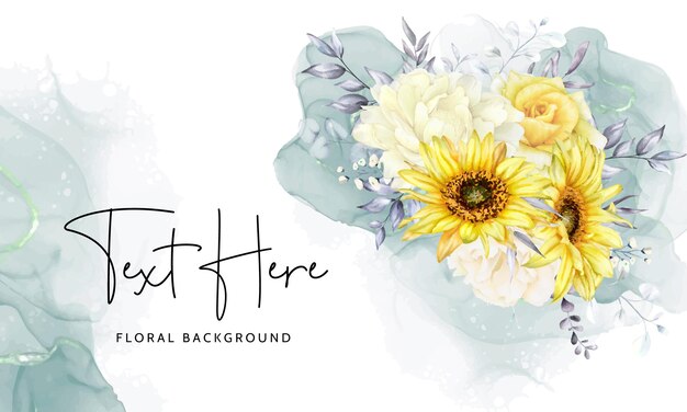 Hand drawn watercolor floral background template