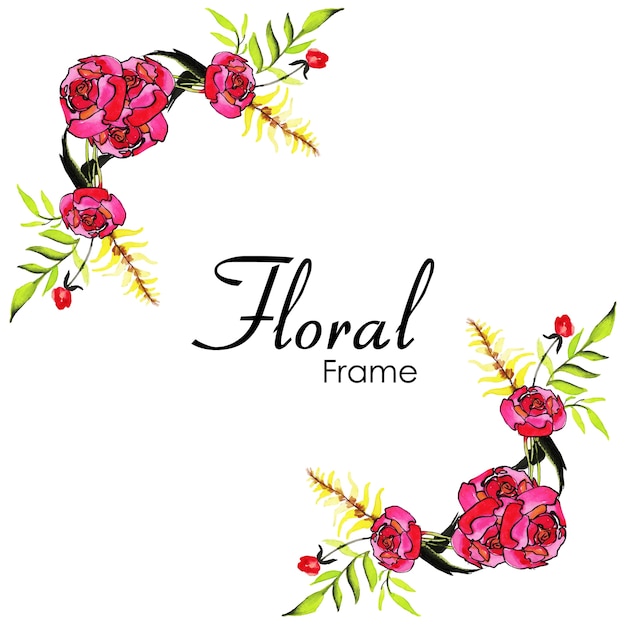 Hand drawn watercolor floral frame design