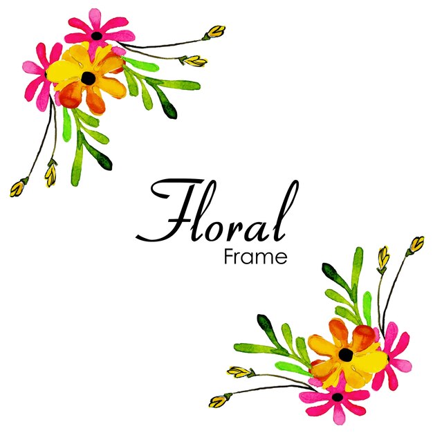 Hand Drawn Watercolor Floral Frame Design