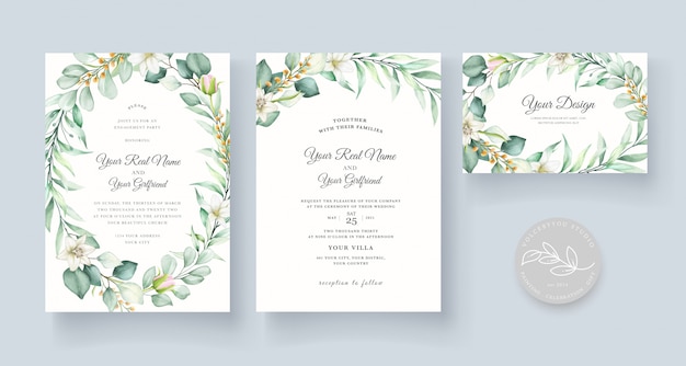 Free vector hand drawn watercolor floral invitation card template