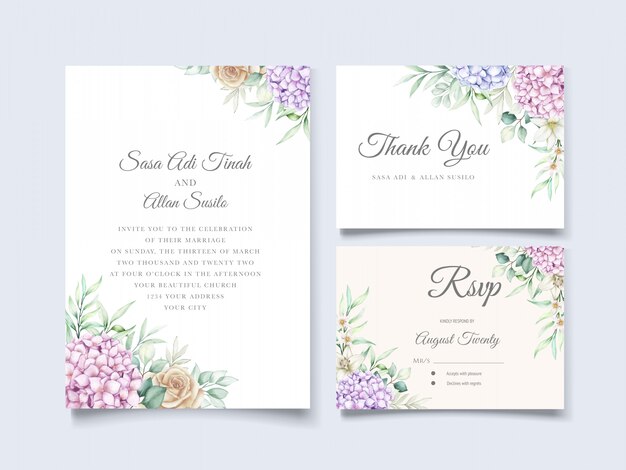 hand drawn watercolor floral invitation card