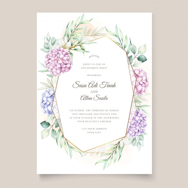 hand drawn watercolor floral invitation card