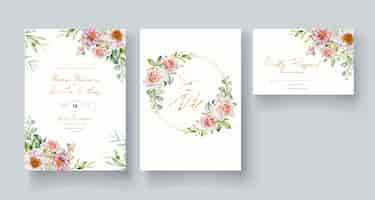 Free vector hand drawn watercolor floral invitation card