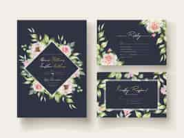 Free vector hand drawn watercolor floral invitation card