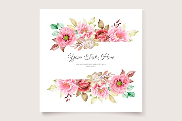 hand drawn watercolor floral and leaves background frame design