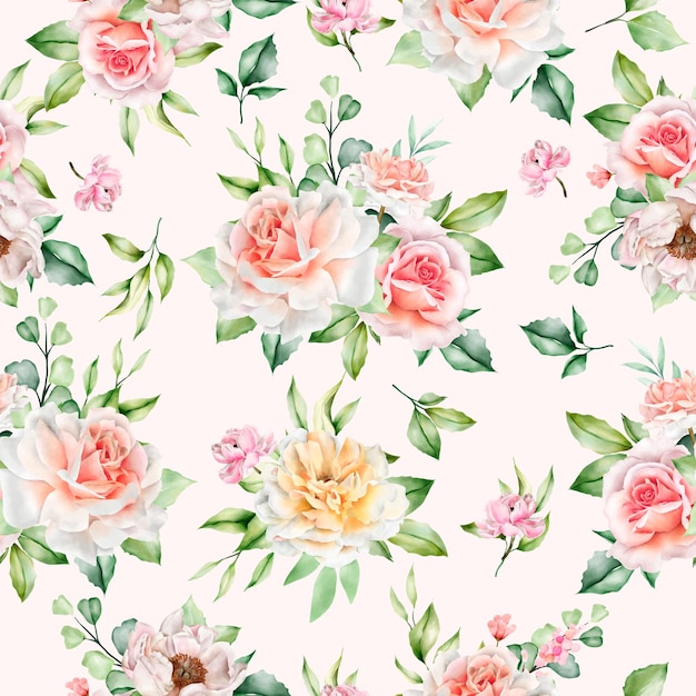 hand drawn watercolor floral seamless pattern